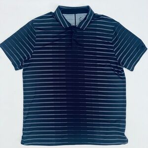 Nike Dri Fit Tiger Woods Black Striped Golf Polo Sz XL